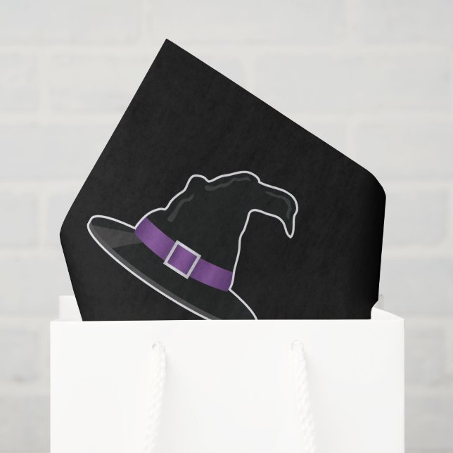 Papier Mousseline Casquettes de sorcière avec détails violets Motif  (Sac cadeau)