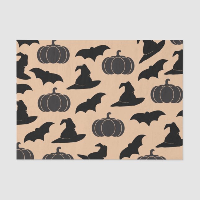 Papier Mousseline Casquettes et battes de sorcière de Halloween (Recto)
