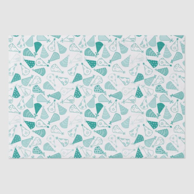 Papier Mousseline Casquettes turquoises (Recto)