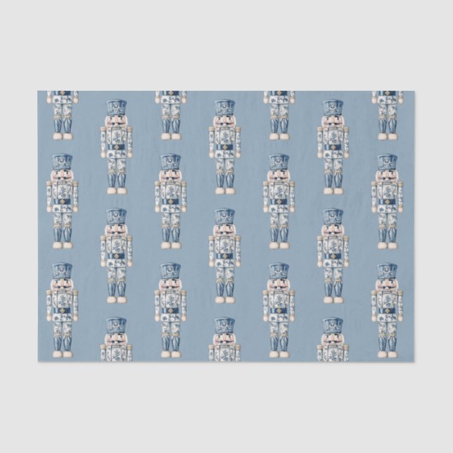 Papier Mousseline Casse-noires de Noël en Chinoiserie Bleu et Blanc (Recto)