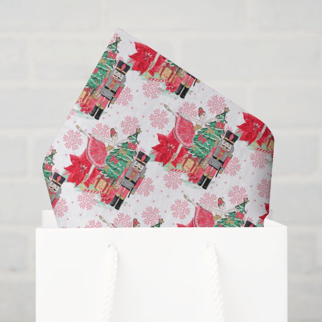 Papier Mousseline Casse-noisette festive motif carrelé (Sac cadeau)
