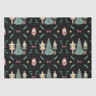 Papier Mousseline Casse-noisettes de Noël Soldats et fées en noir