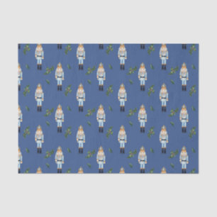 Papier Mousseline Casse-noix bleu Noël et Branches Holly Berry