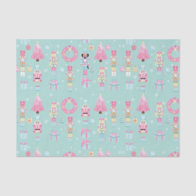Papier Mousseline Casse-noix rose et vert menthe (Recto)