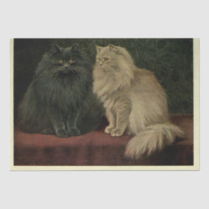 Papier Mousseline Cat Ephemera Decoupage Blu Cream Persians