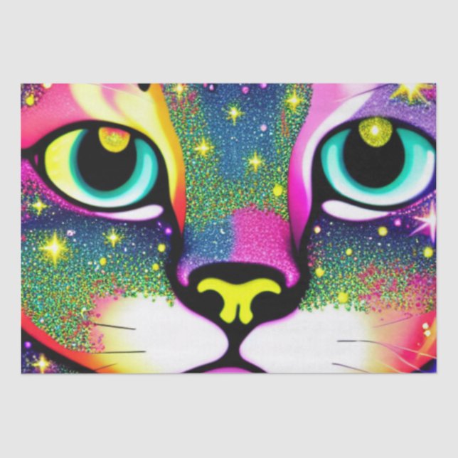 Papier Mousseline Cat Face Close Pop Art (Recto)