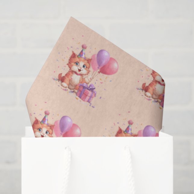 Papier Mousseline Célébration de chats Kitty Anniversaire (Sac cadeau)