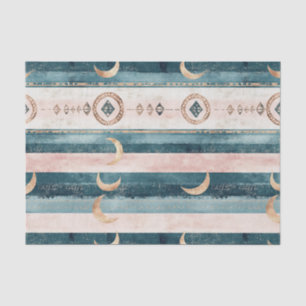 Papier Mousseline Céleste Rustique Rayure Lune Soleil Terreux (10)