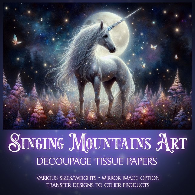 Papier Mousseline Celestial Fairycore Unicorn Glow Decoupage  (Créateur téléchargé)