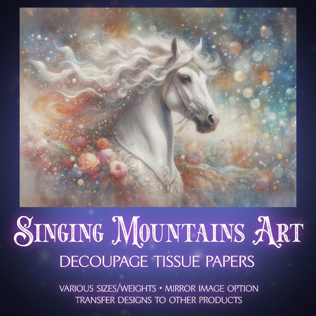 Papier Mousseline Celestial Horse Fantasy Galaxy Decoupage (Créateur téléchargé)