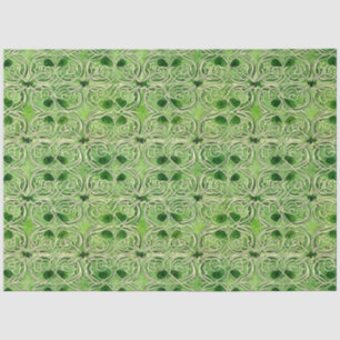 Papier Mousseline Celtic Irish Green et Gold Ornate Motif 2