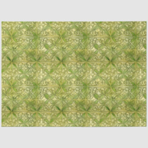Papier Mousseline Celtic Irish Green et Gold Ornate Motif 4