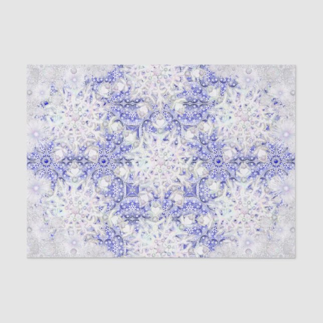 Papier Mousseline Ceramic lace blue of Greece & snowflake (Recto)