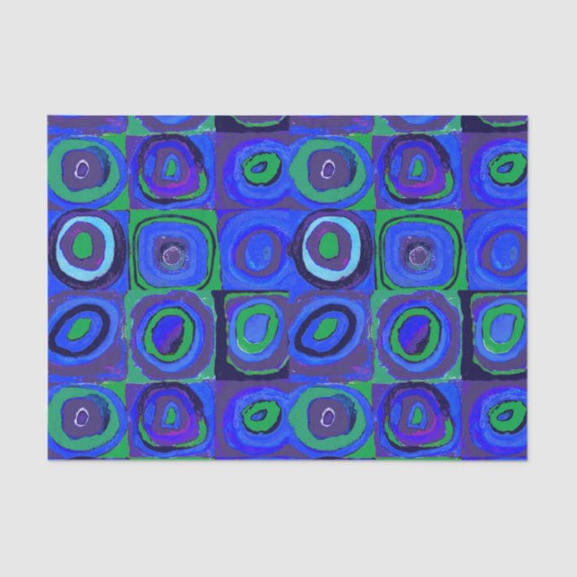 Papier Mousseline Cercle Carré Kandinsky Farbstudie Blue Quadrate (Recto)