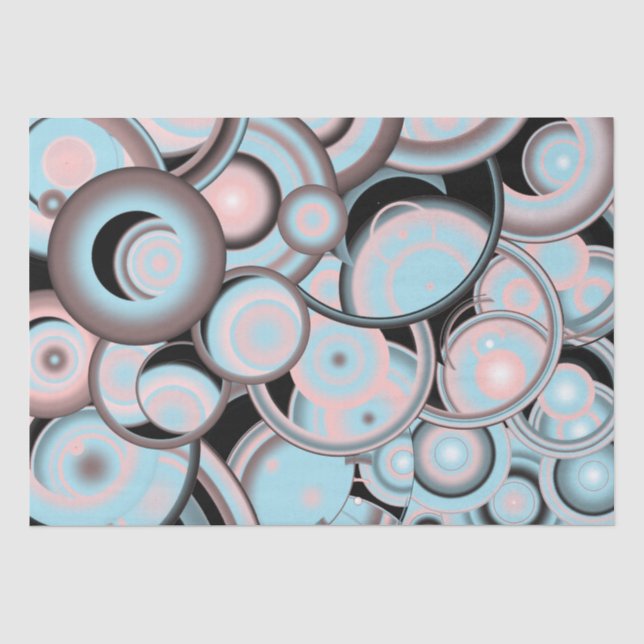 Papier Mousseline Cercle Concentré noir bleu Mocha rose (Recto)