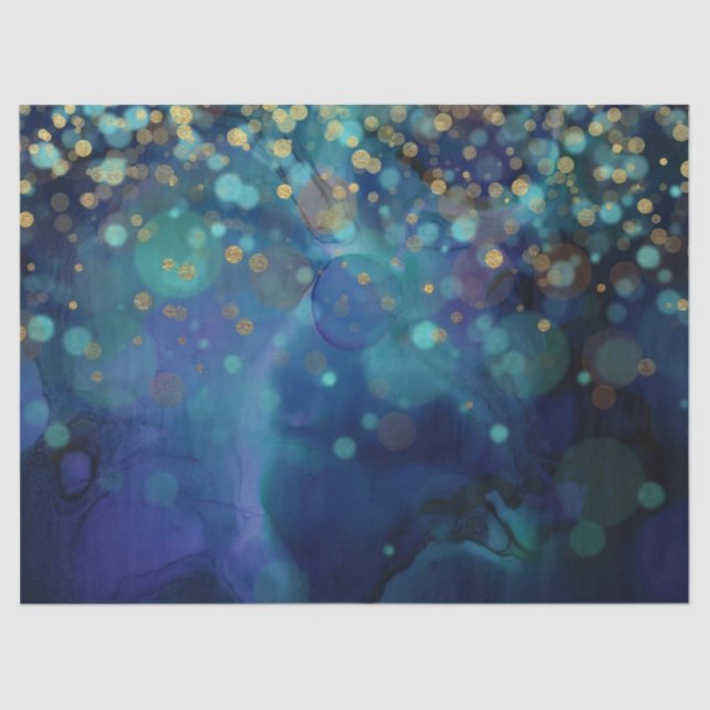 Papier Mousseline Cercles Abstraits et points d'or sur la découpe bl (Recto)