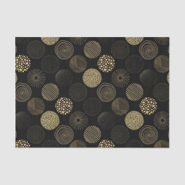 Papier Mousseline Cercles de doodles modernes papier de tissu motif (Recto)