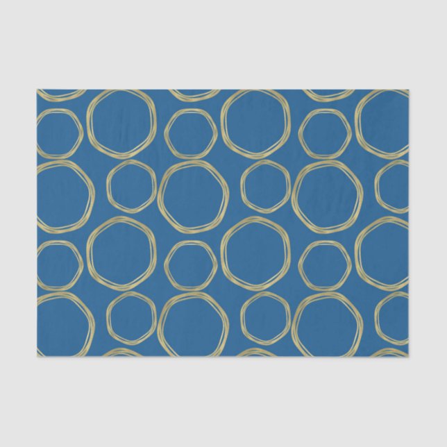 Papier Mousseline Cercles d'or et Bleu clair Moderne tendance (Recto)