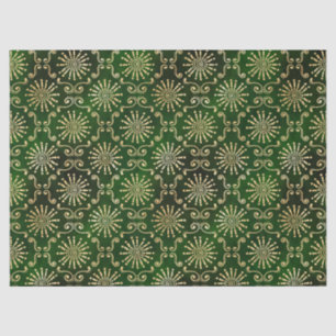 Papier Mousseline Cercles d'or et torrents sur la Découpage Vert fon
