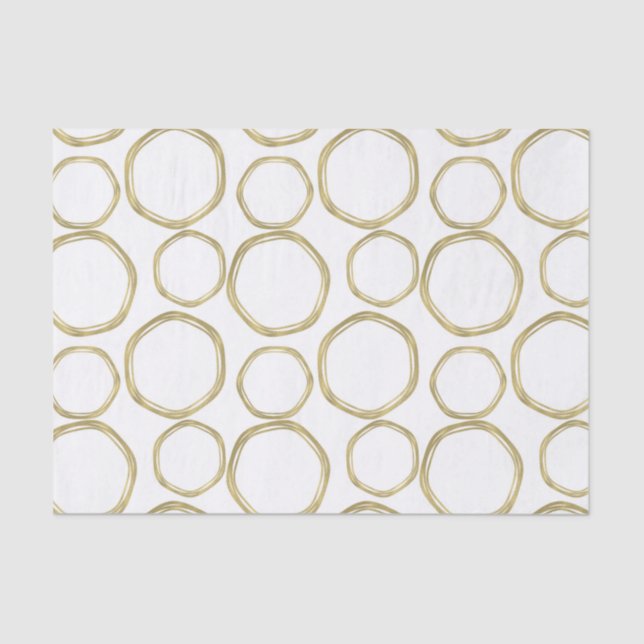 Papier Mousseline Cercles d'or sur blanc moderne tendance (Recto)