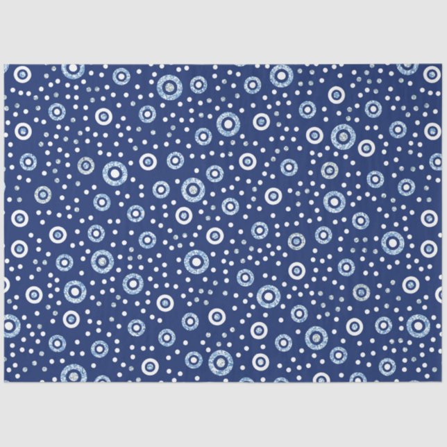 Papier Mousseline Cercles géométriques bleus doux Motif Océan (Recto)