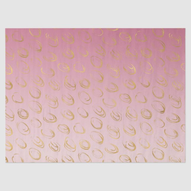Papier Mousseline Cercles Pink Ombre Gold Chic (Recto)