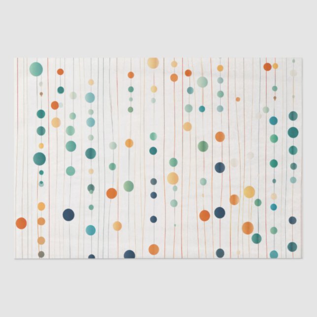 Papier Mousseline Cercles Tangerins Turquoise (Recto)