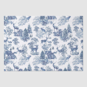 Papier Mousseline Cerf bleu vintage dans le bois neigeux
