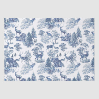 Papier Mousseline Cerf bleu vintage dans le bois neigeux