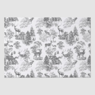 Papier Mousseline Cerf noir vintage dans le bois de neige