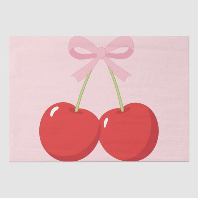 Papier Mousseline Cerises avec coquette à cou rose (Recto)