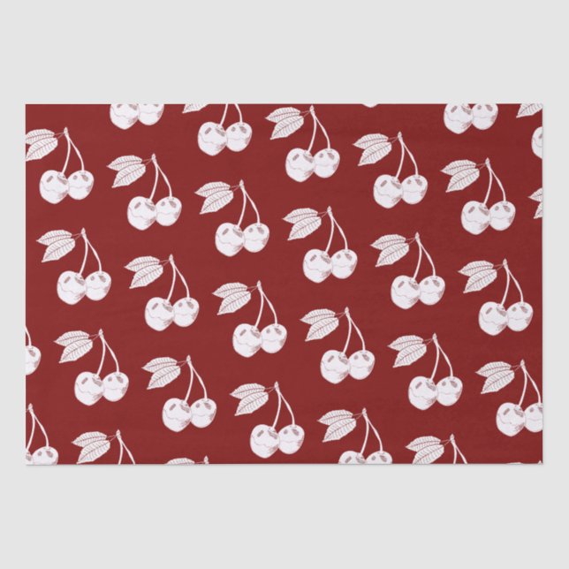 Papier Mousseline Cerisier de bois blanc sur le rouge foncé (Recto)