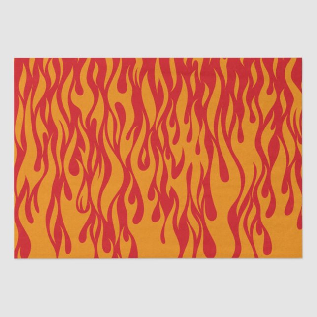 Papier Mousseline C'est Lit Fun Rouge & Orange Flames Motif (Recto)