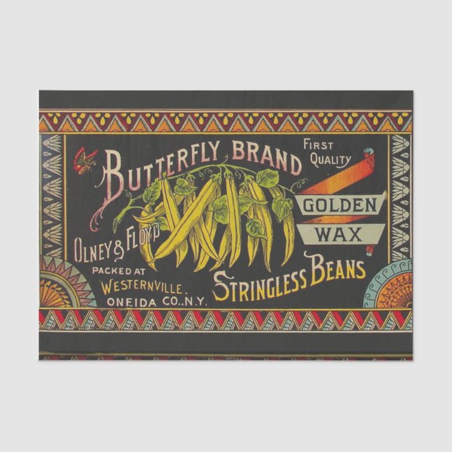 Papier Mousseline Chaîne Étiquette de haricot Vegetable Pays (Recto)