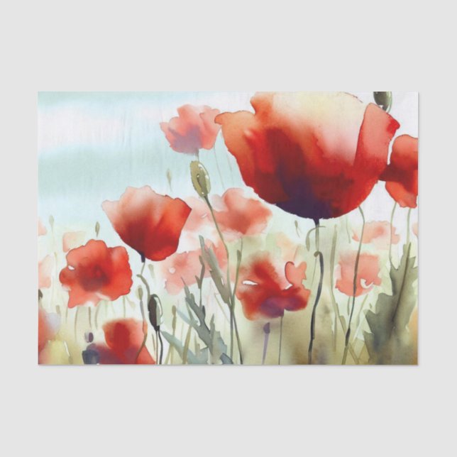 Papier Mousseline Champ d'aquarelle à fleurs (C) (Recto)