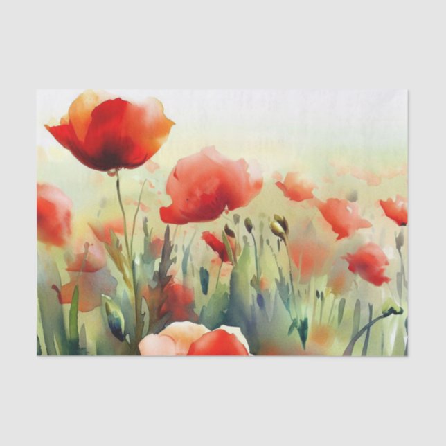 Papier Mousseline Champ d'aquarelle à fleurs (D) (Recto)