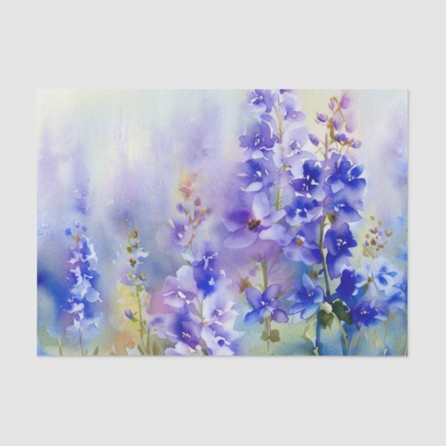 Papier Mousseline Champ d'aquarelle Fleurs-Delphinium (D) (Recto)