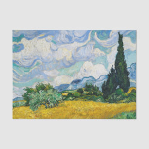 Papier Mousseline Champ de blé Van Gogh avec Cyprès. Impressionnisme
