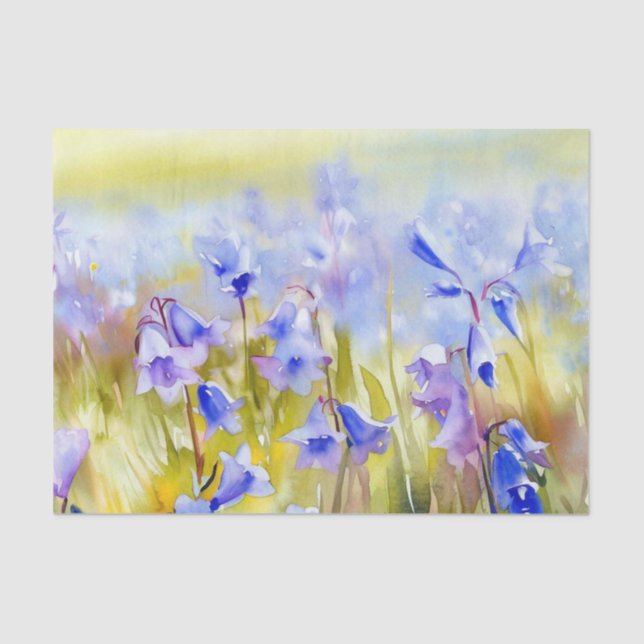 Papier Mousseline Champ de fleurs-Bluebell (B) Aquarelle (Recto)