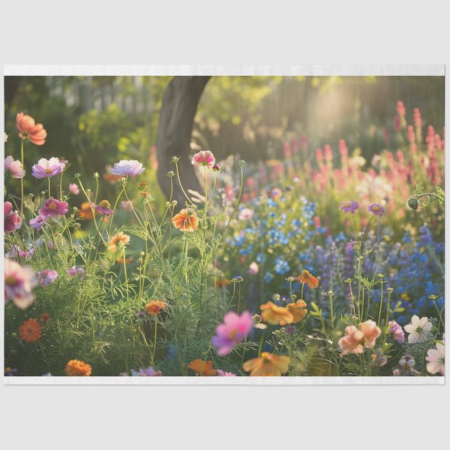 Papier Mousseline Champ de fleurs découpage (Recto)