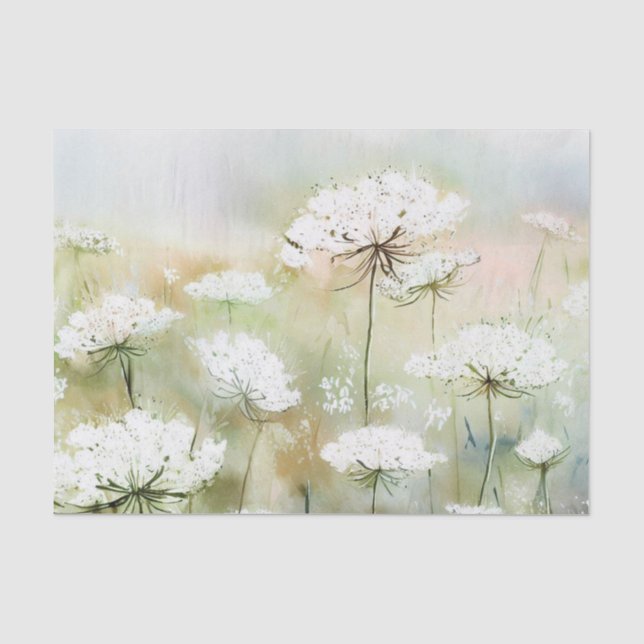 Papier Mousseline Champ de fleurs-dentelle de la reine Anne (B) Aqua (Recto)