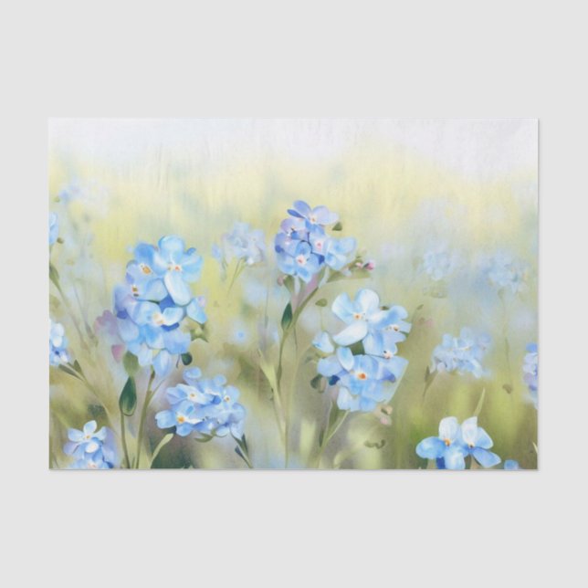 Papier Mousseline Champ de fleurs - Oubliez-moi-non (D) Aquarelle (Recto)