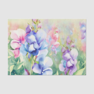 Papier Mousseline Champ de fleurs - Pois doux (B) Aquarelle
