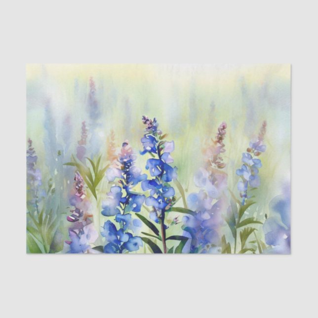 Papier Mousseline Champ de fleurs-Veronica (D) Aquarelle (Recto)