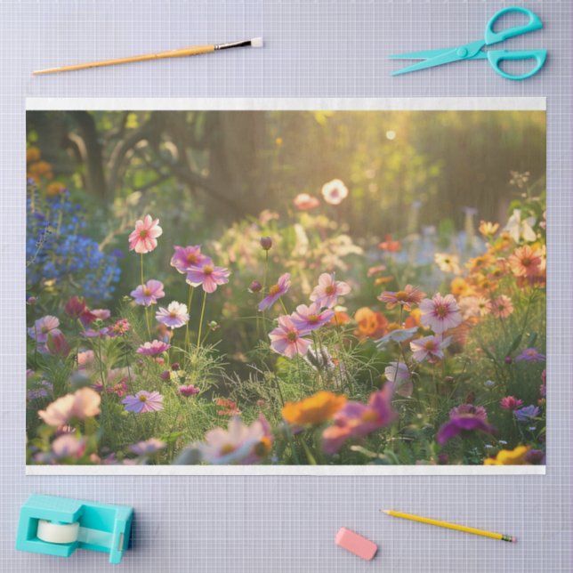 Papier Mousseline Champ de la découpage des fleurs de printemps (Artisanat)