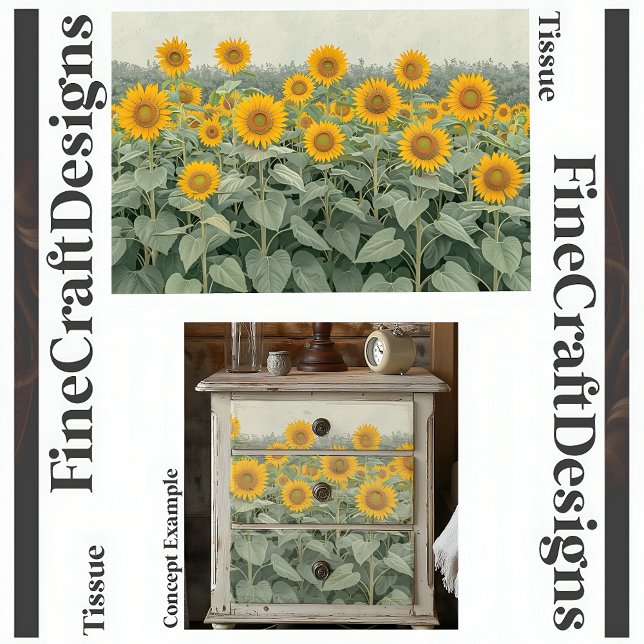 Papier Mousseline Champ de Tournesols Découpage Gauche 153 (Créateur téléchargé)