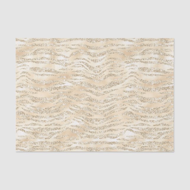 Papier Mousseline Champagne Faux Parties scintillant Zebra Stripes (Recto)
