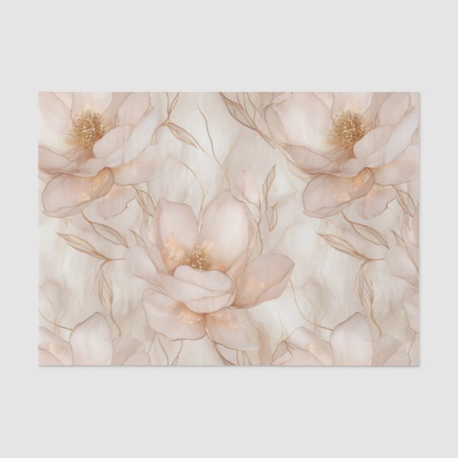 Papier Mousseline Champagne Magnolias Découpage Papier papier (Recto)