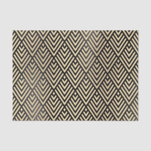Papier Mousseline Champaig or métal noir VIP Chevron Art Déco