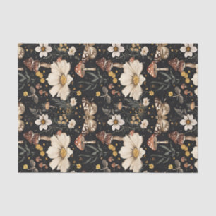 Papier Mousseline Champignon d'automne et fleurs Découpage d'automne